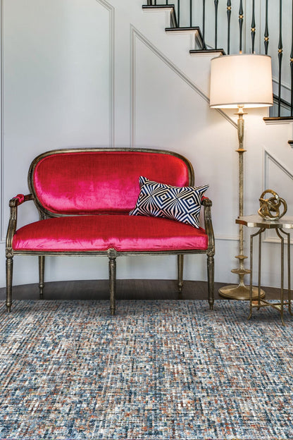 4' X 6' Blue Ivory And Orange Plaid Tufted Handmade Area Rug