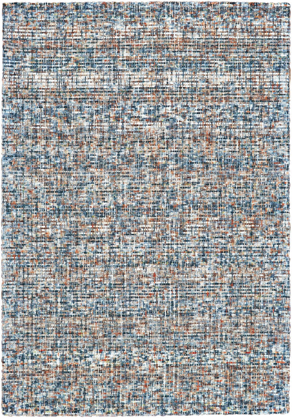 4' X 6' Blue Ivory And Orange Plaid Tufted Handmade Area Rug