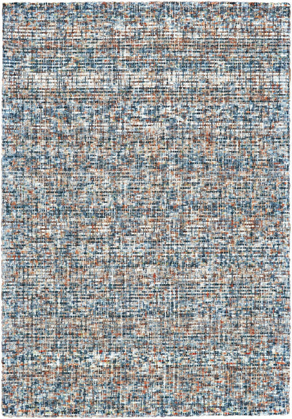 4' X 6' Blue Ivory And Orange Plaid Tufted Handmade Area Rug