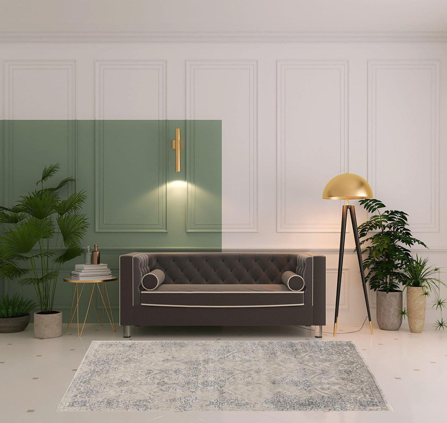 5' X 8' Ivory Gray And Black Abstract Stain Resistant Area Rug