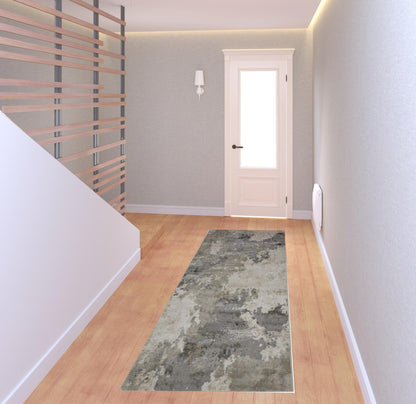 5' X 8' Ivory And Gray Abstract Stain Resistant Area Rug