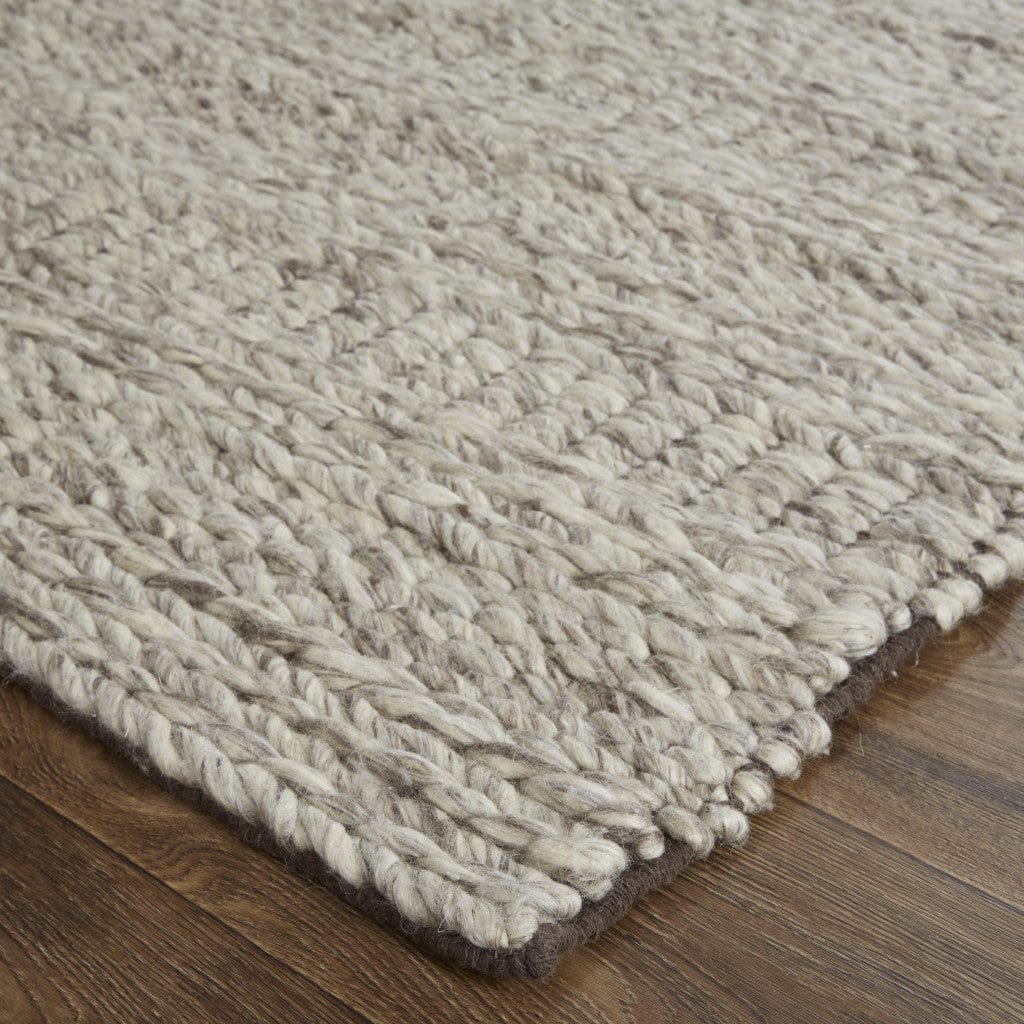 4' X 6' Ivory Gray And Tan Wool Hand Woven Stain Resistant Area Rug