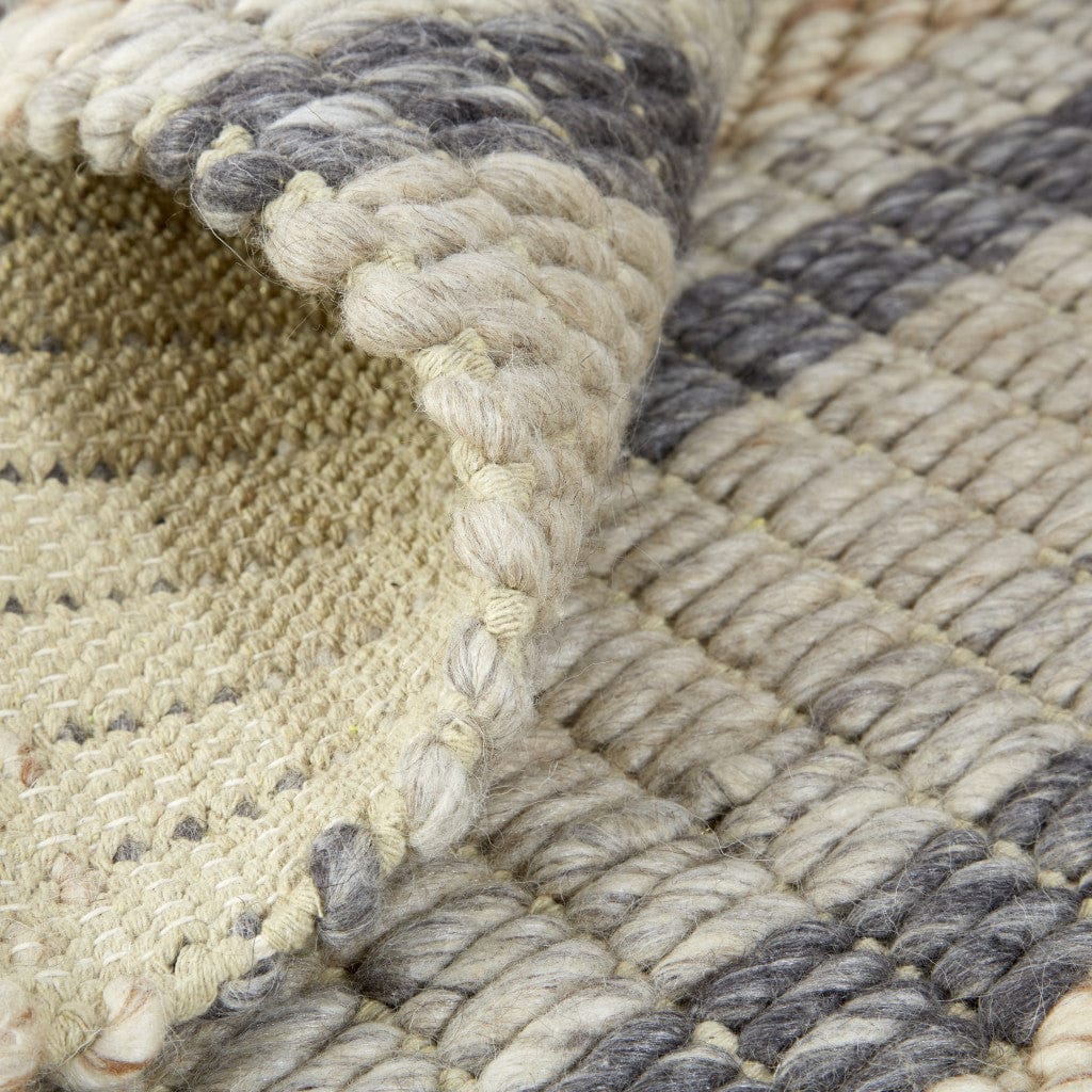 4' X 6' Ivory Tan And Gray Wool Hand Woven Stain Resistant Area Rug