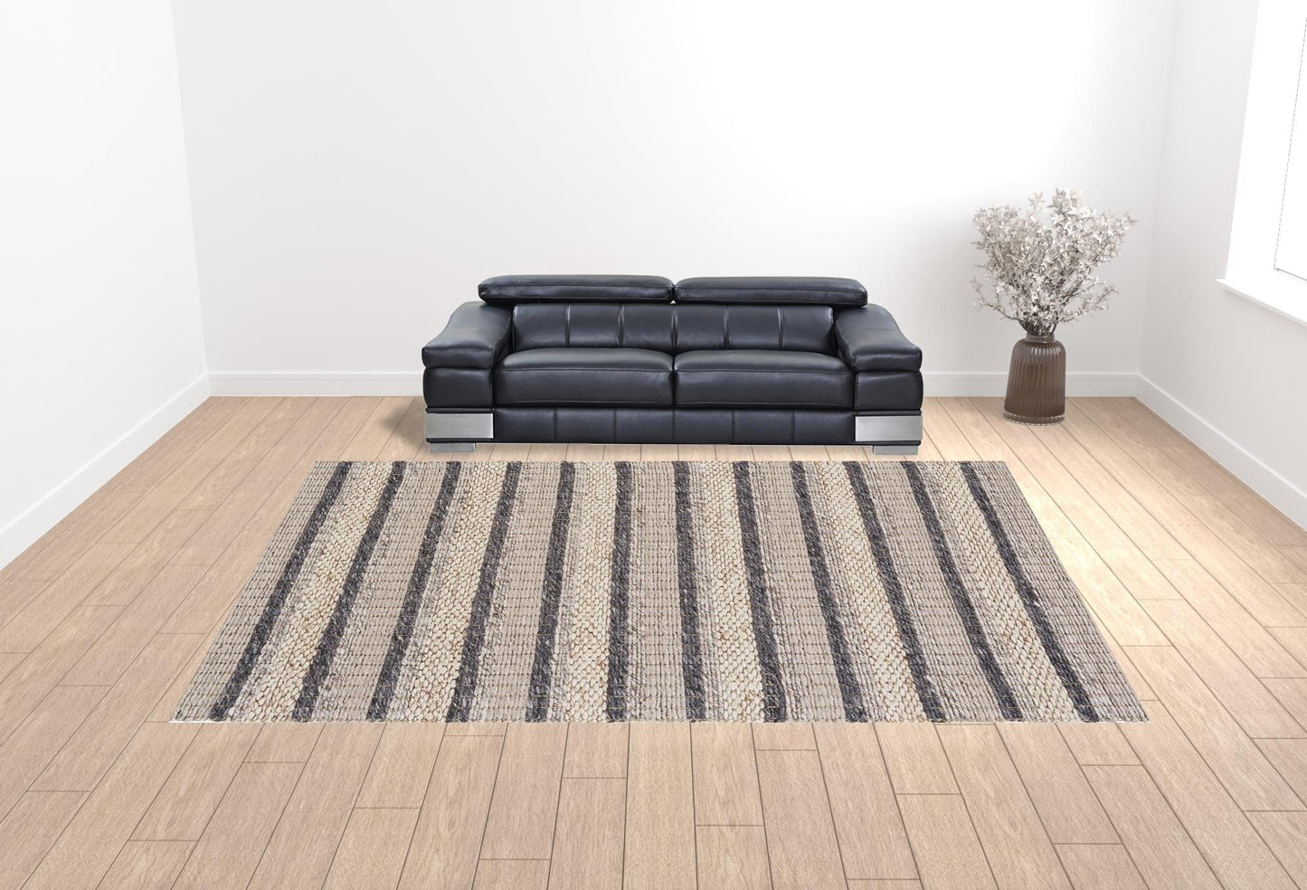 4' X 6' Ivory Tan And Gray Wool Hand Woven Stain Resistant Area Rug