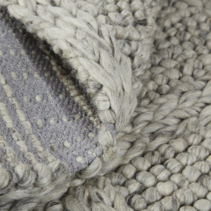 4' X 6' Ivory And Gray Wool Plaid Hand Woven Stain Resistant Area Rug