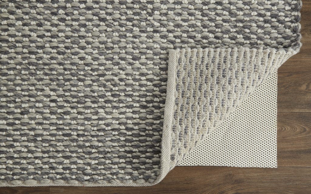 4' X 6' Gray And Ivory Wool Floral Hand Woven Stain Resistant Area Rug