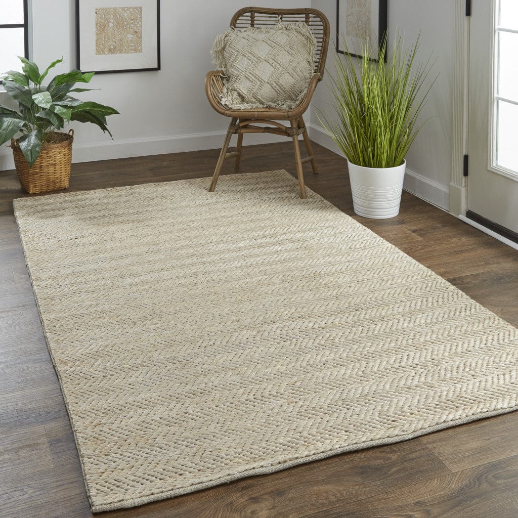 4' X 6' Tan And Gray Hand Woven Area Rug