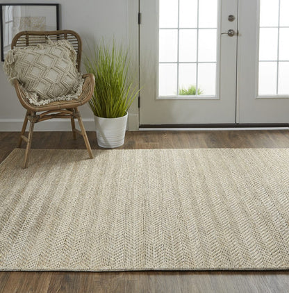 4' X 6' Tan And Gray Hand Woven Area Rug