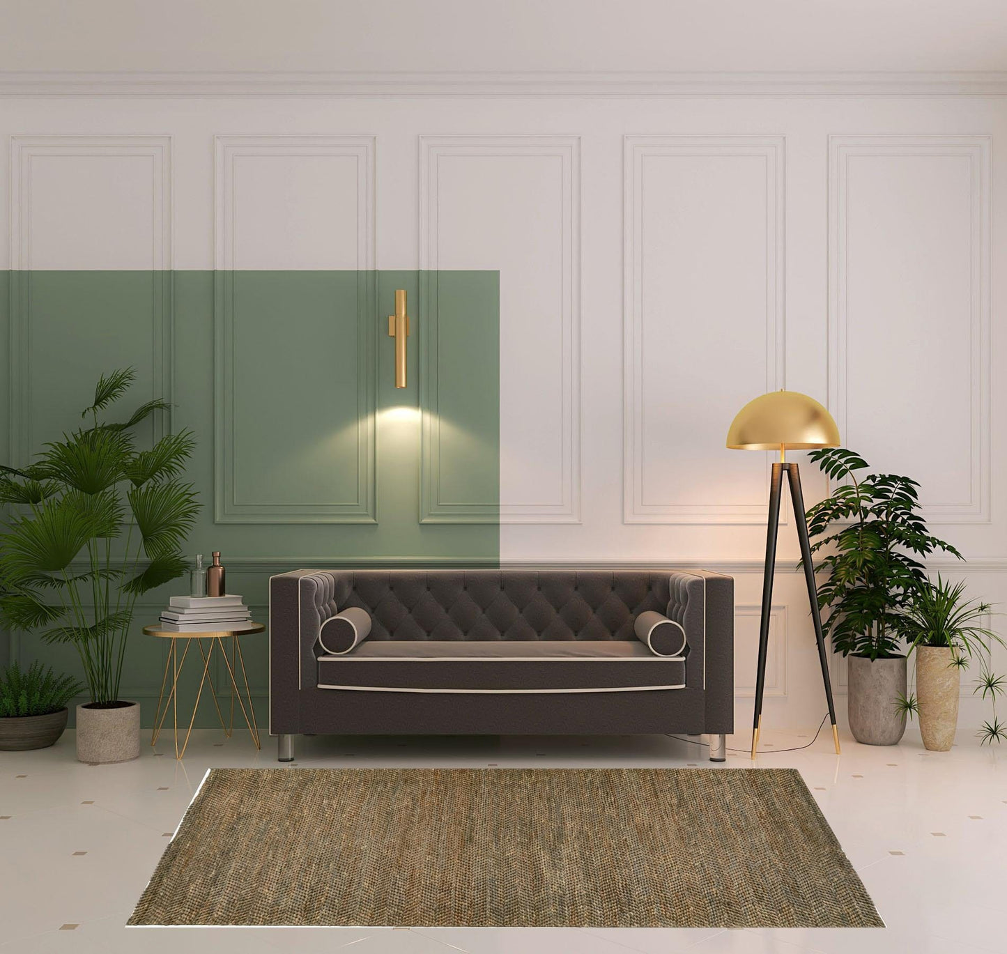 4' X 6' Tan And Gray Hand Woven Area Rug