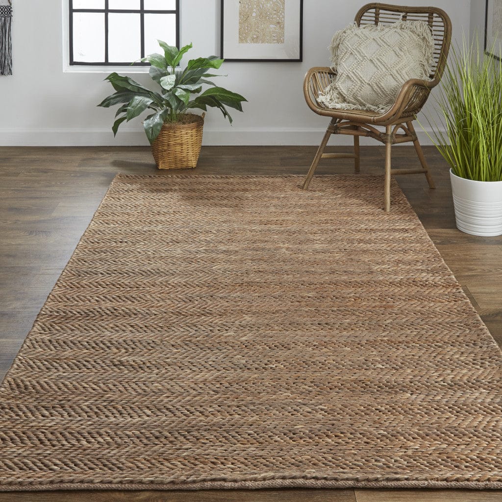 4' X 6' Tan And Gray Hand Woven Area Rug