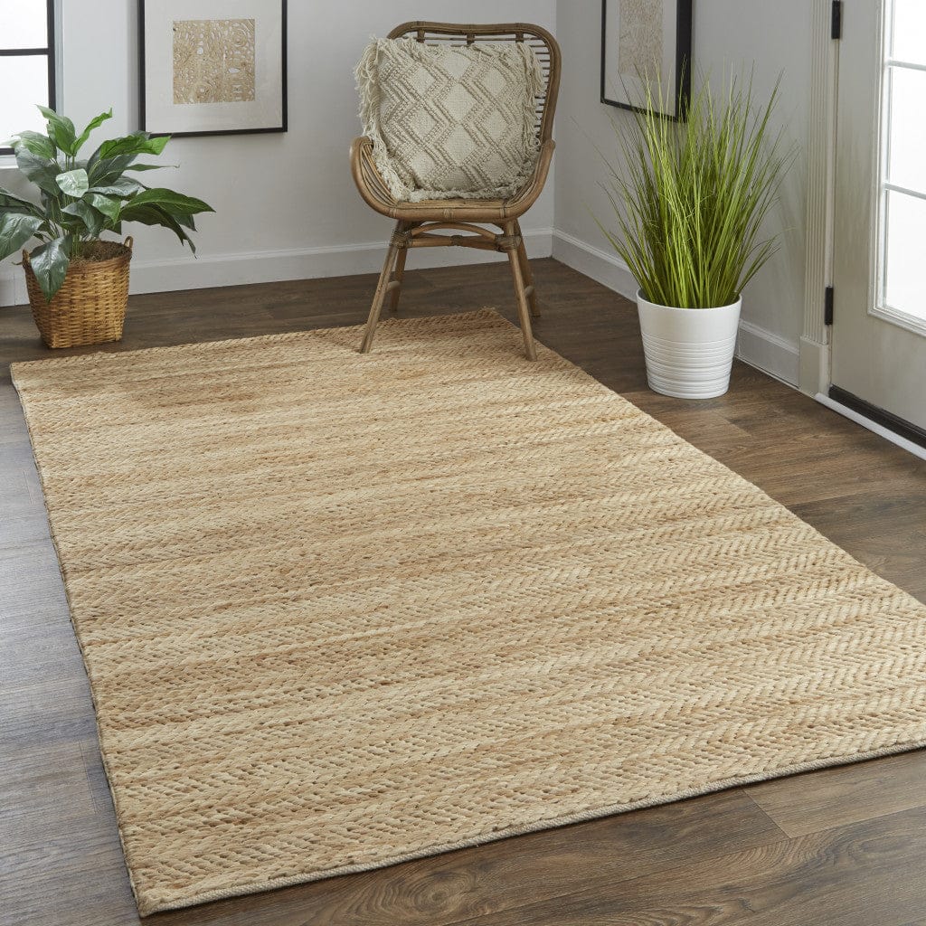 4' X 6' Tan And Gray Hand Woven Area Rug