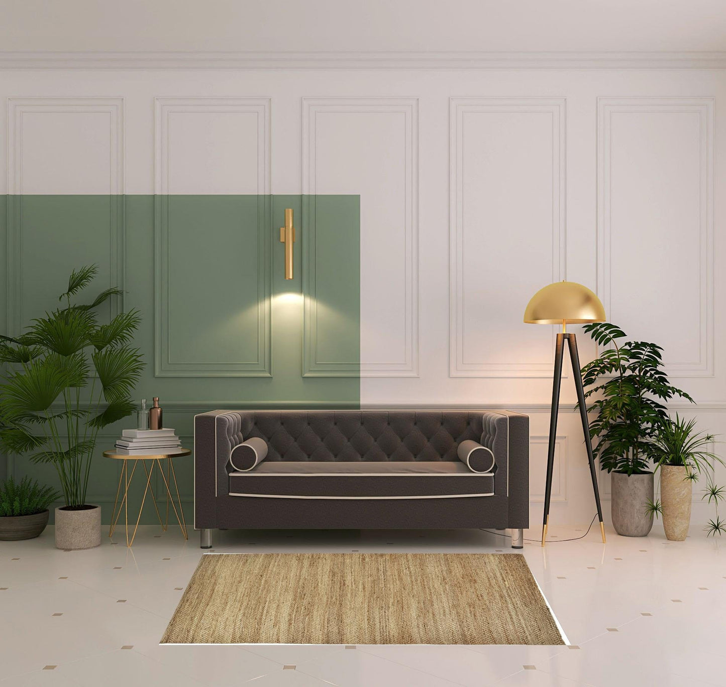 4' X 6' Tan And Gray Hand Woven Area Rug