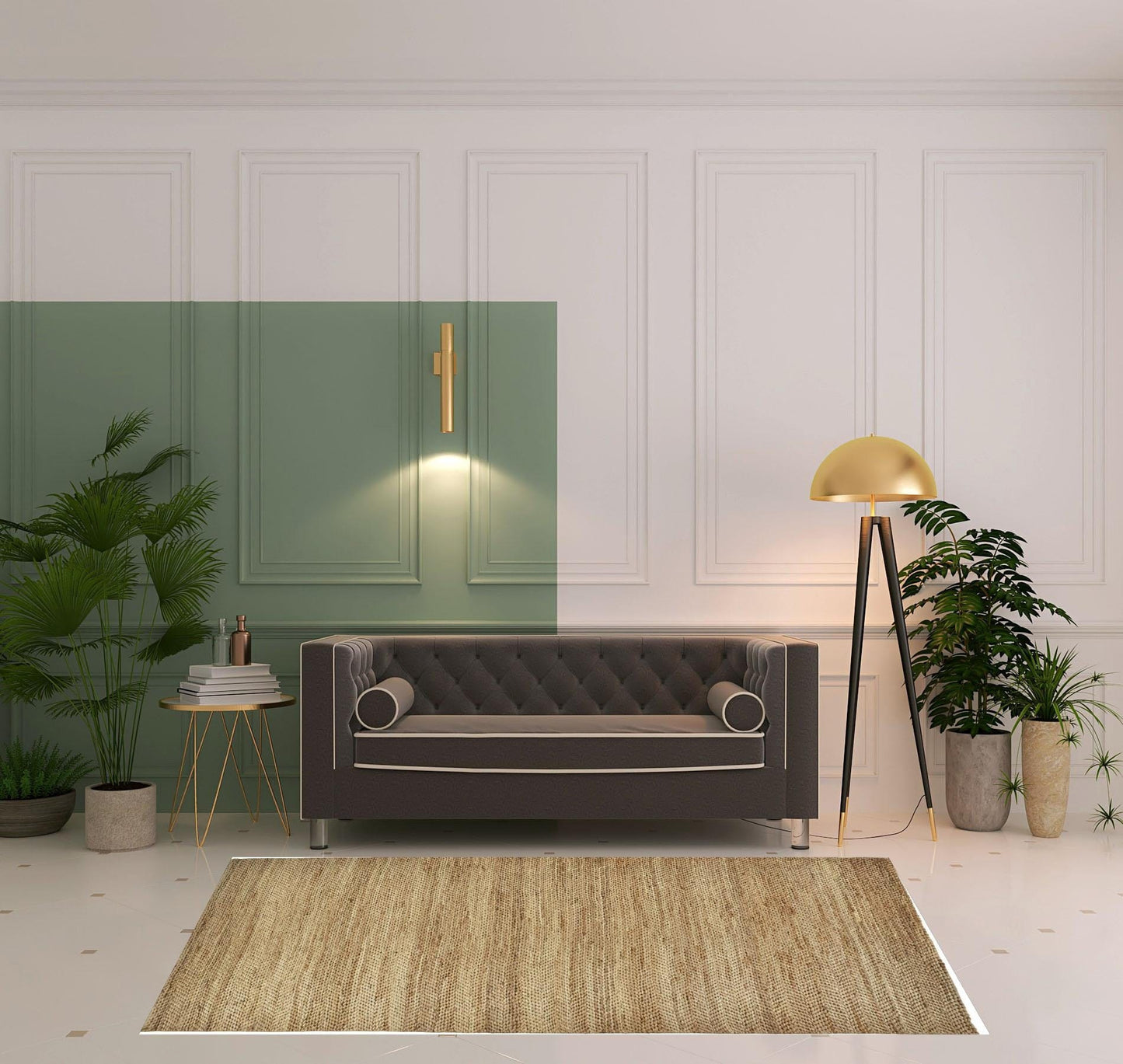 4' X 6' Tan And Gray Hand Woven Area Rug