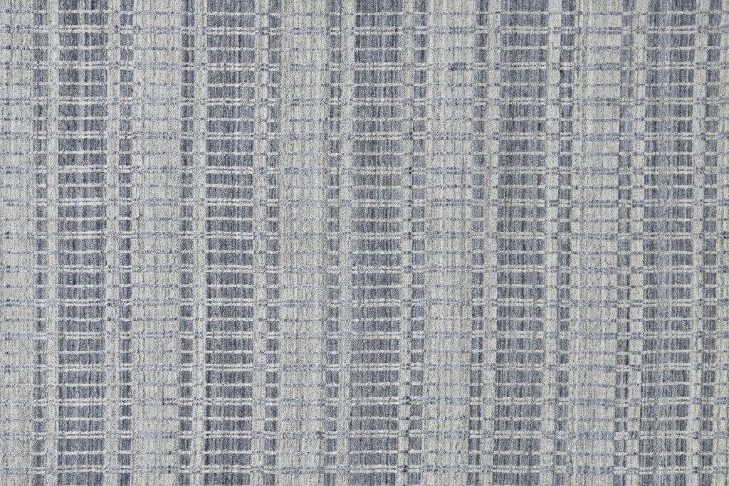 4' X 6' Blue Gray And Ivory Striped Hand Woven Area Rug