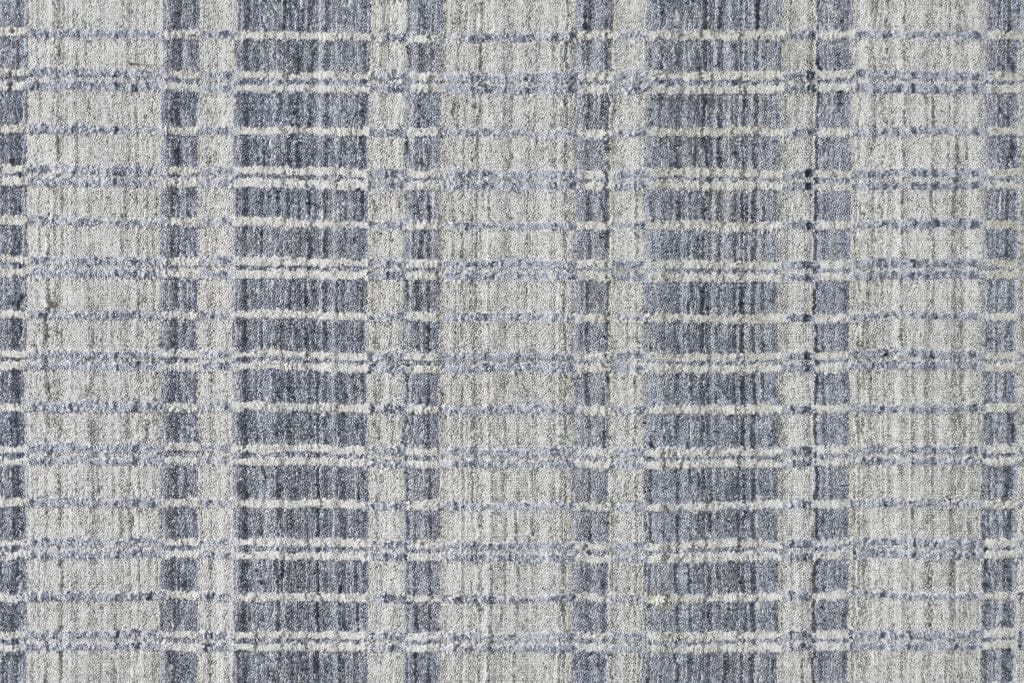 4' X 6' Blue Gray And Ivory Striped Hand Woven Area Rug