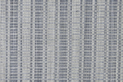 4' X 6' Blue Gray And Ivory Striped Hand Woven Area Rug