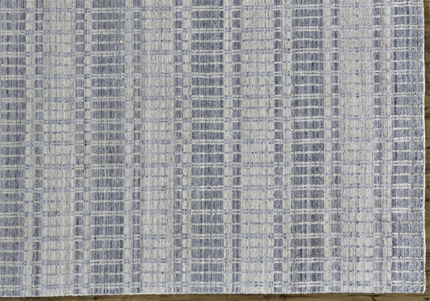 4' X 6' Blue Gray And Ivory Striped Hand Woven Area Rug