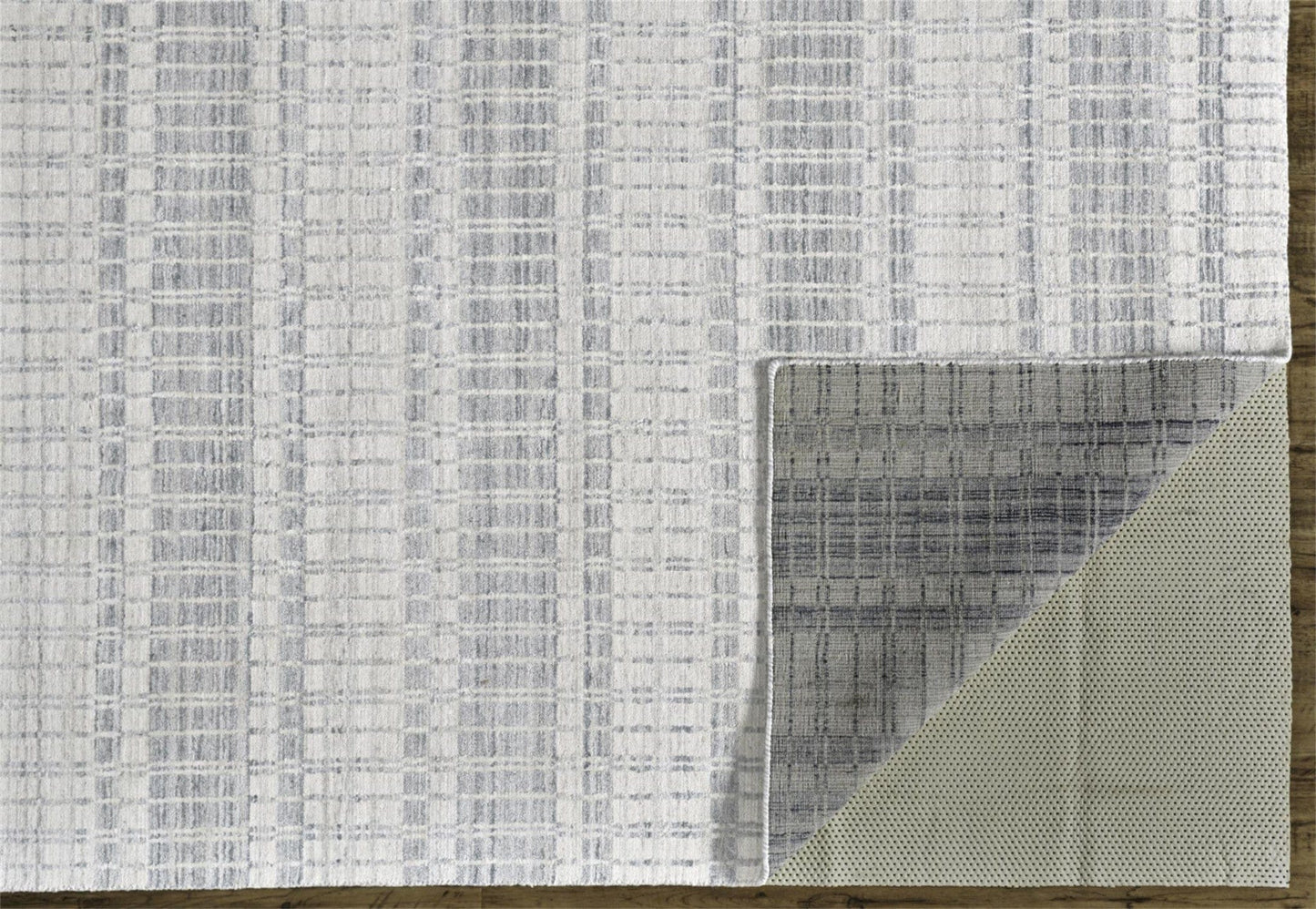 4' X 6' Blue Gray And Ivory Striped Hand Woven Area Rug