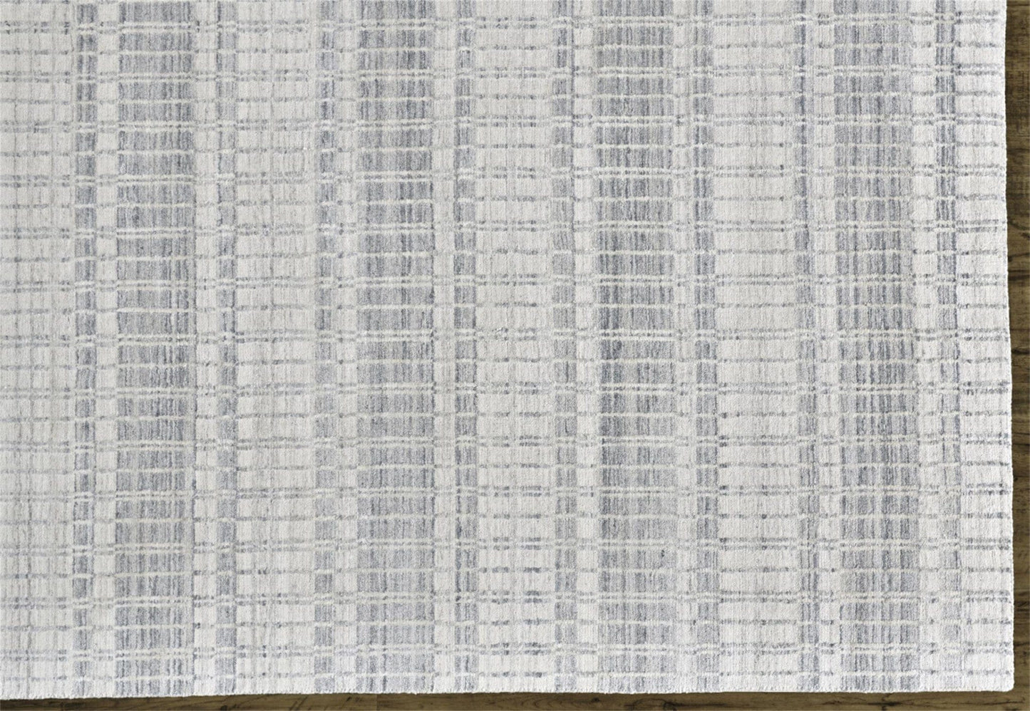 4' X 6' Blue Gray And Ivory Striped Hand Woven Area Rug