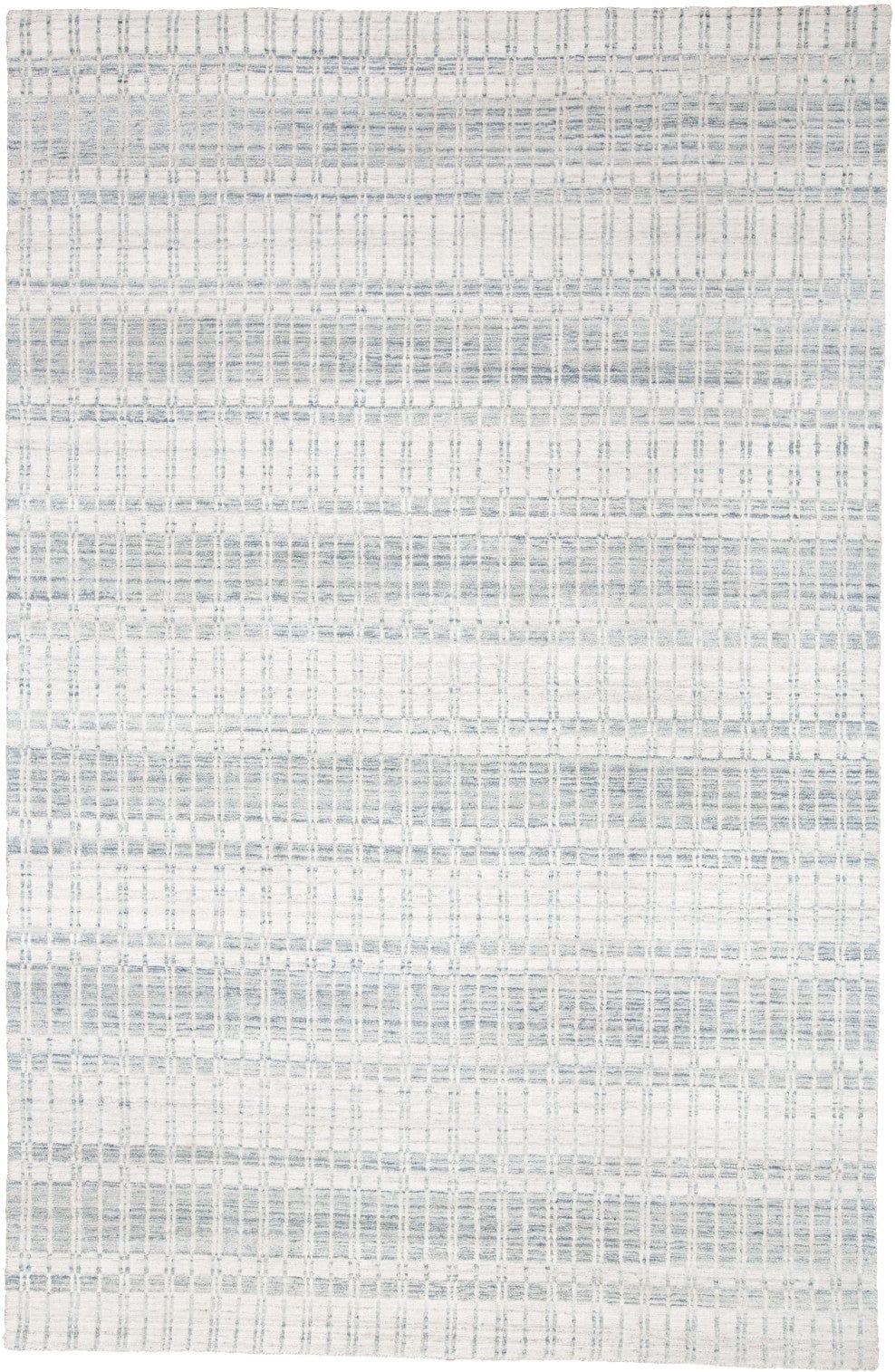 4' X 6' Blue Gray And Ivory Striped Hand Woven Area Rug