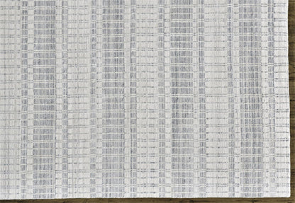 4' X 6' Blue Gray And Ivory Striped Hand Woven Area Rug