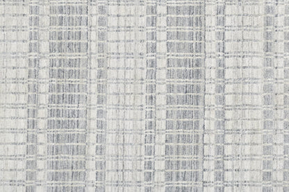 4' X 6' Blue Gray And Ivory Striped Hand Woven Area Rug