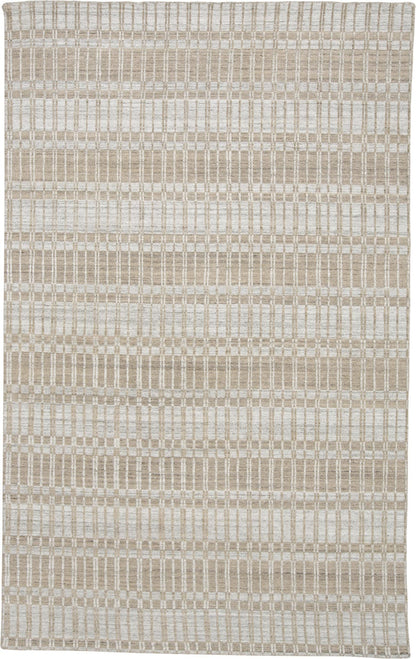 4' X 6' Blue Gray And Ivory Striped Hand Woven Area Rug