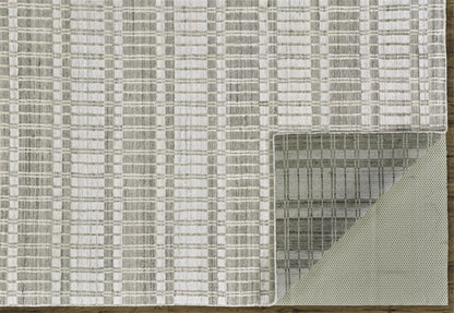 4' X 6' Blue Gray And Ivory Striped Hand Woven Area Rug