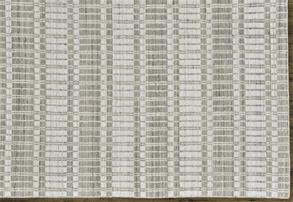 4' X 6' Blue Gray And Ivory Striped Hand Woven Area Rug