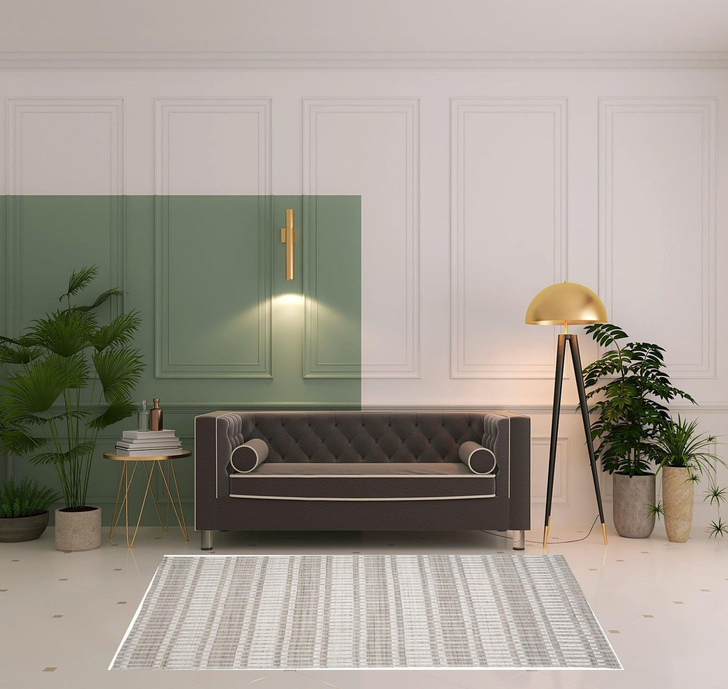 4' X 6' Blue Gray And Ivory Striped Hand Woven Area Rug