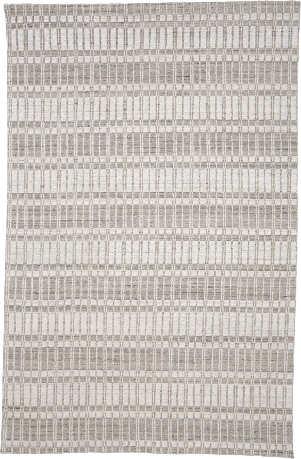 4' X 6' Blue Gray And Ivory Striped Hand Woven Area Rug