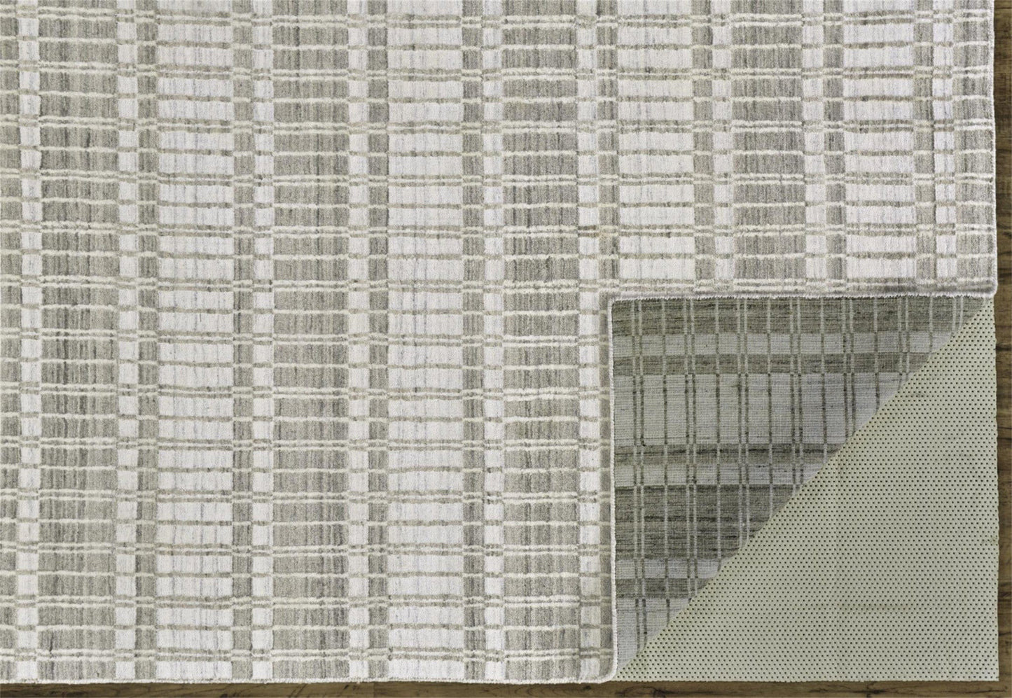 4' X 6' Blue Gray And Ivory Striped Hand Woven Area Rug