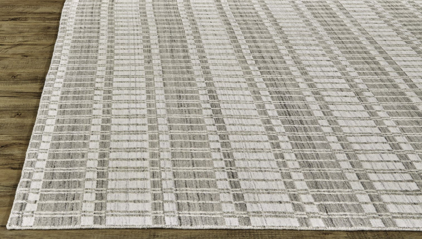 4' X 6' Blue Gray And Ivory Striped Hand Woven Area Rug