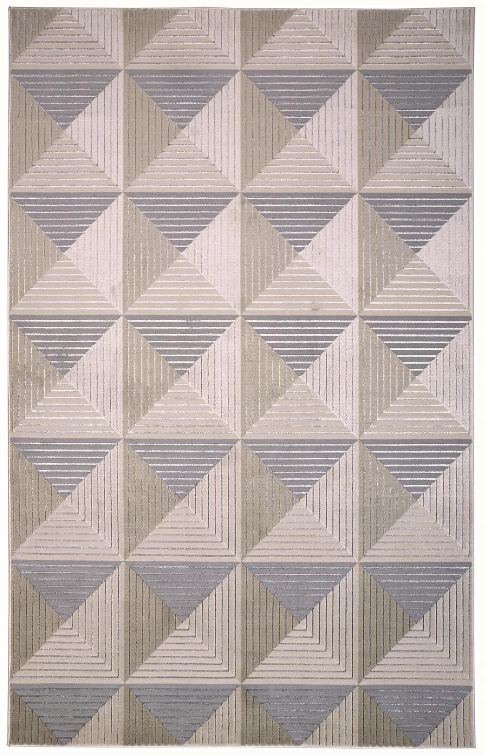 4' X 6' Beige Gray And Ivory Geometric Area Rug