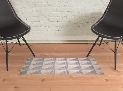 4' X 6' Beige Gray And Ivory Geometric Area Rug