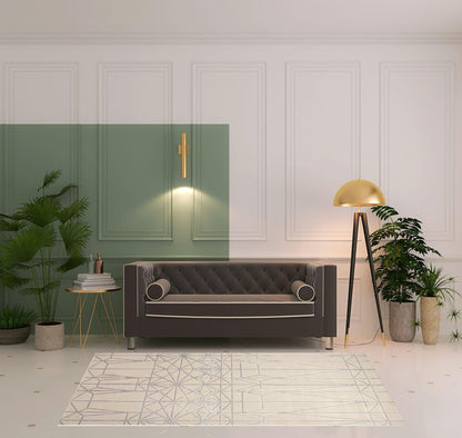 4' X 6' White Silver And Gray Geometric Area Rug