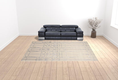 4' X 6' White Silver And Gray Geometric Area Rug