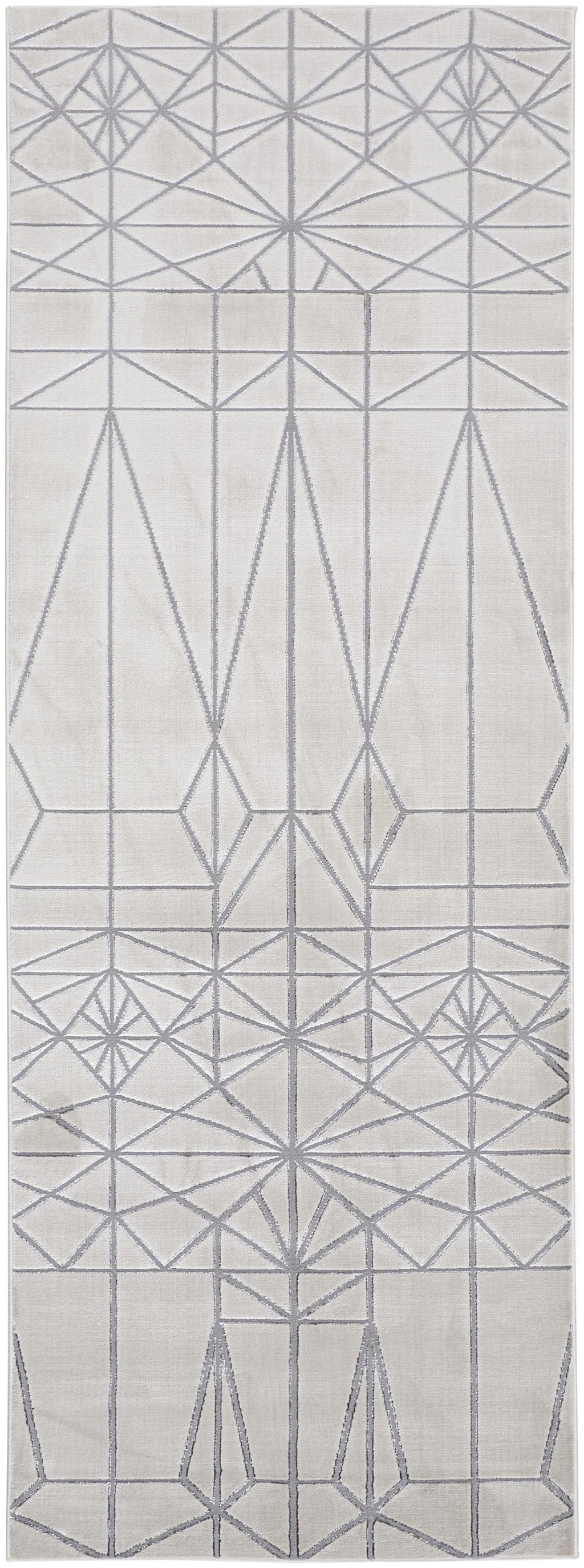 4' X 6' White Silver And Gray Geometric Area Rug