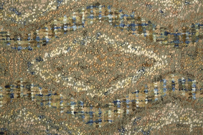 4' X 6' Tan Blue And Gray Wool Floral Tufted Handmade Stain Resistant Area Rug