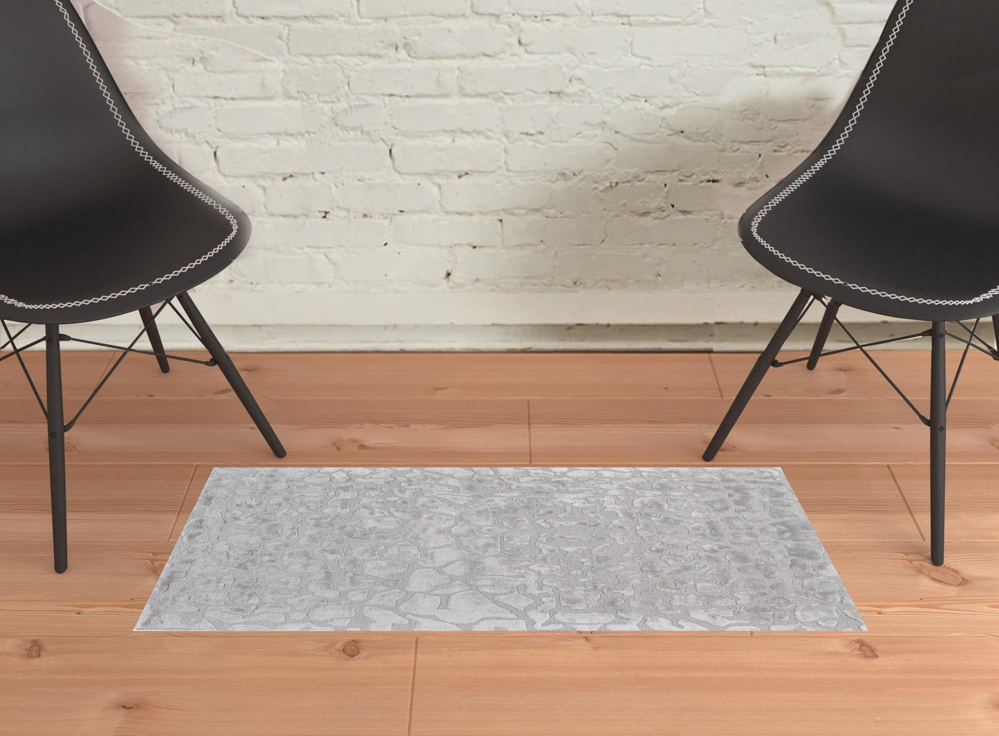 4' X 6' Gray And Silver Abstract Tufted Handmade Area Rug
