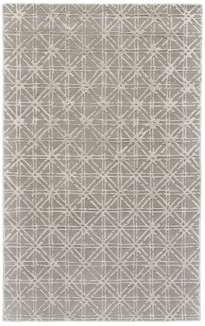 4' X 6' Taupe Ivory And Tan Wool Abstract Tufted Handmade Area Rug