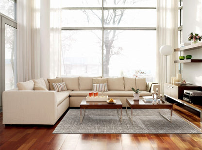 4' X 6' Taupe Ivory And Tan Wool Abstract Tufted Handmade Area Rug