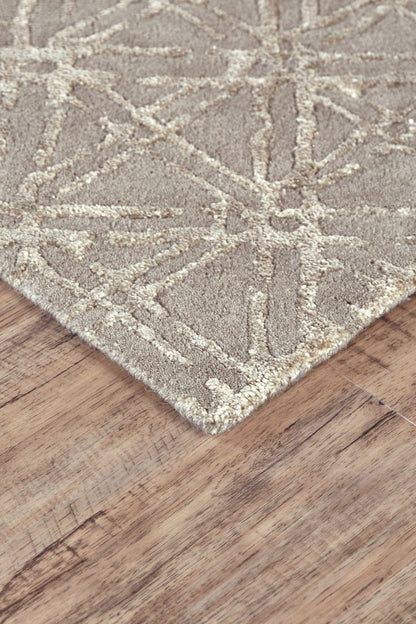 4' X 6' Taupe Ivory And Tan Wool Abstract Tufted Handmade Area Rug