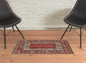 5' X 8' Red Blue And Brown Wool Floral Hand Knotted Distressed Stain Resistant Area Rug With Fringe