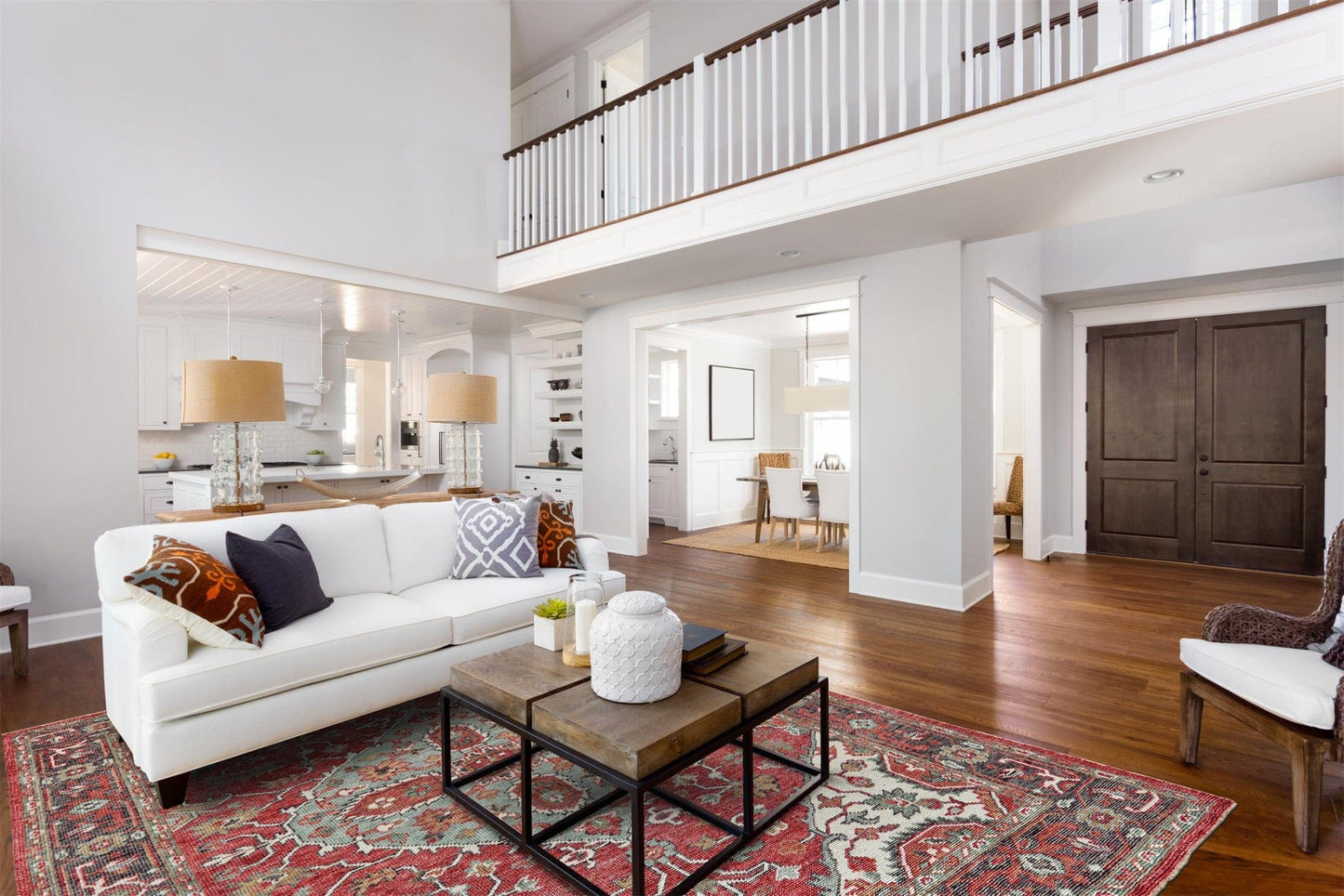 4' X 6' Red Gray And Ivory Wool Floral Hand Knotted Distressed Stain Resistant Area Rug With Fringe