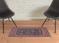 4' X 6' Pink Blue And Orange Wool Floral Hand Knotted Distressed Stain Resistant Area Rug With Fringe