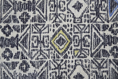 4' X 6' Gray Ivory And Black Wool Geometric Tufted Handmade Area Rug