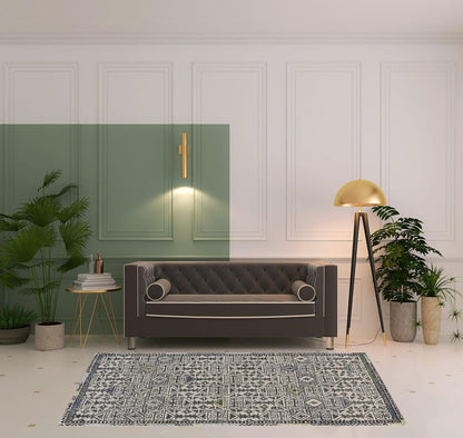 4' X 6' Gray Ivory And Black Wool Geometric Tufted Handmade Area Rug