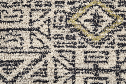 4' X 6' Gray Ivory And Black Wool Geometric Tufted Handmade Area Rug