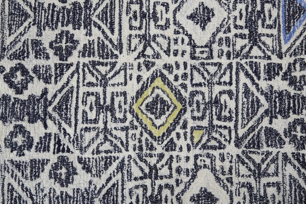 4' X 6' Gray Ivory And Black Wool Geometric Tufted Handmade Area Rug